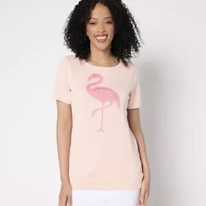 Belle Beach By Kim Gravel "Let's Flamingle" Lightweight ss Sweater Sz XXS